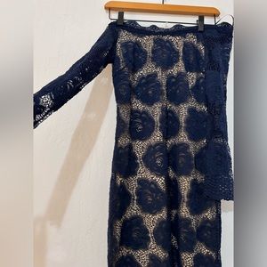 Off shoulder Floral Lace Midi Bodycon Cocktail Party Dress VALENTINES DAY DATE